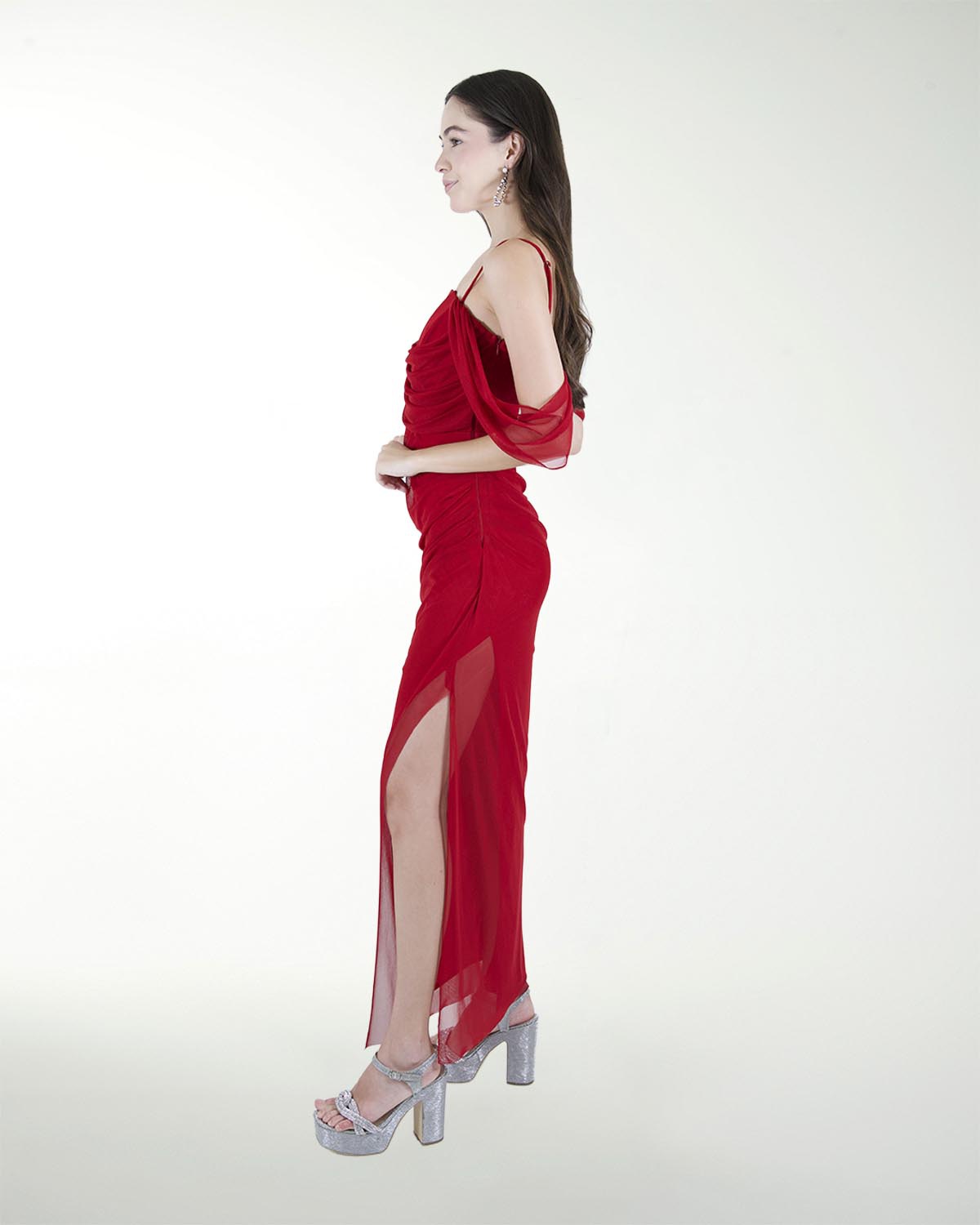 VESTIDO CL DRAPEADO CON ABERTURA