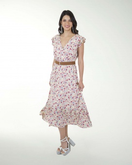 VESTIDO  CAMPESINO LINO ESTAMPADO