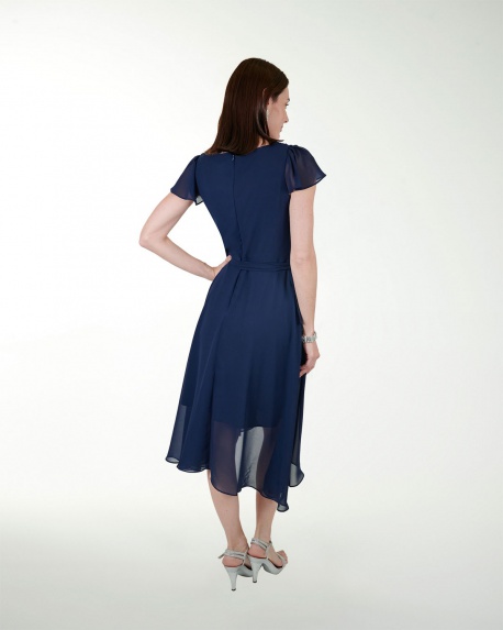 VESTIDO CA CHIFON LISO CON AMARRE EN CINTURA