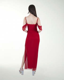 VESTIDO CL DRAPEADO CON ABERTURA