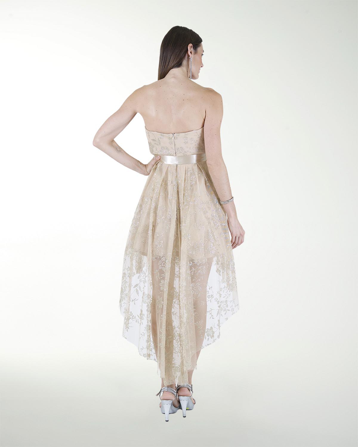 VESTIDO CC IMPERIAL GLITER LARGO IRREGULAR