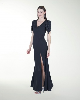 VESTIDO CL CON MANGAS Y BRILLO