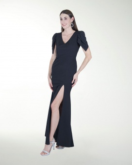 VESTIDO CL CON MANGAS Y BRILLO