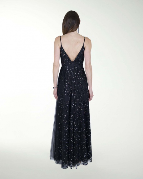 VESTIDO CL ESCOTE EN V CON TRANSPARENCIA