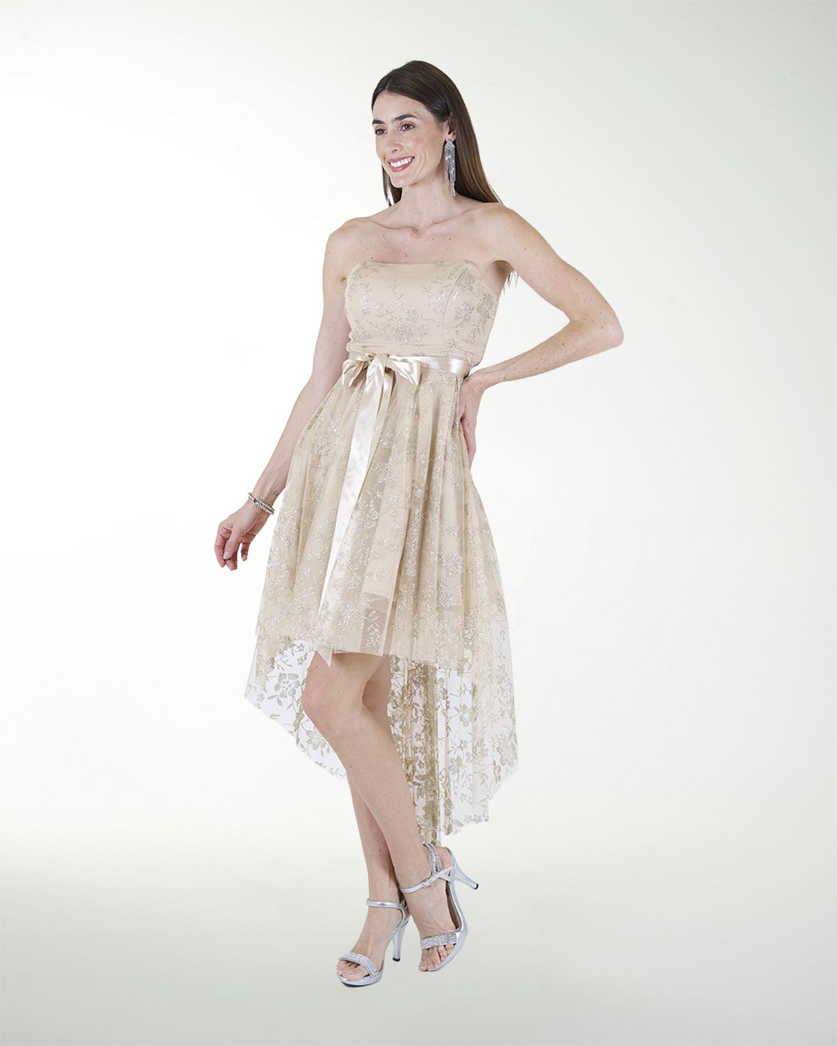 VESTIDO CC IMPERIAL GLITER LARGO IRREGULAR