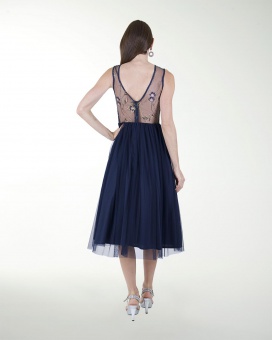 VESTIDO CC BORDADO EN TALLE LARGO MIDI