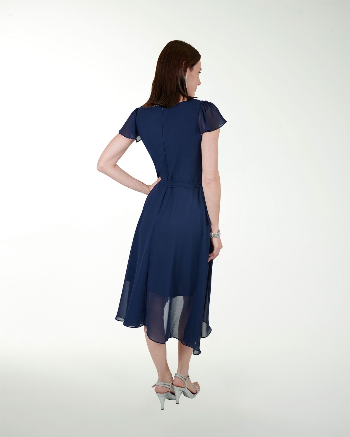 VESTIDO CA CHIFON LISO CON AMARRE EN CINTURA