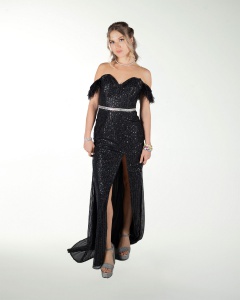 VESTIDO CL CON PLUMAS EN TIRANTE