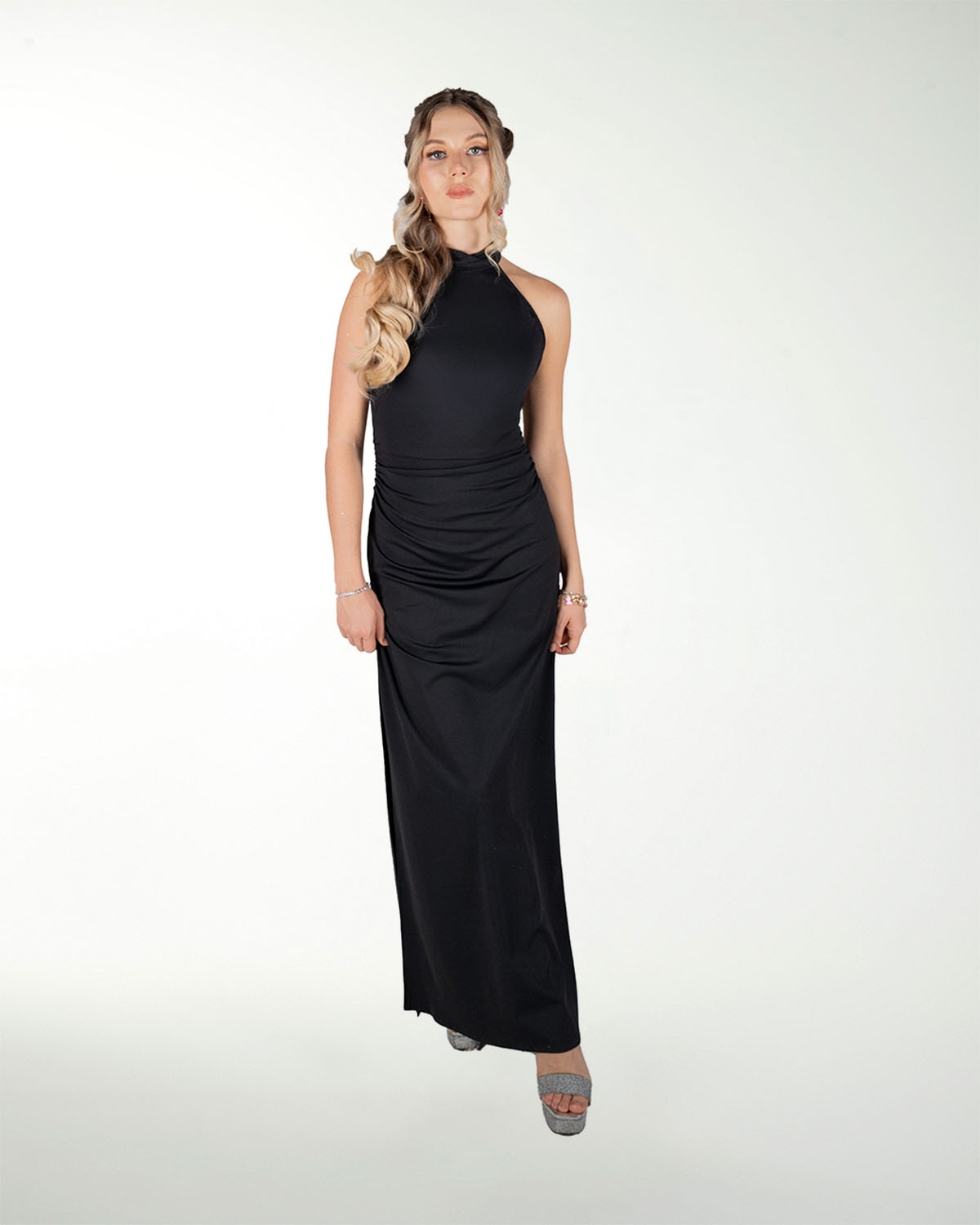 VESTIDO CL HALTER CON ABERTURA