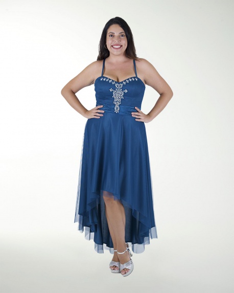 VESTIDO CL PLISADO CON APLICACION