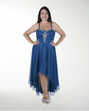 VESTIDO CL PLISADO CON APLICACION