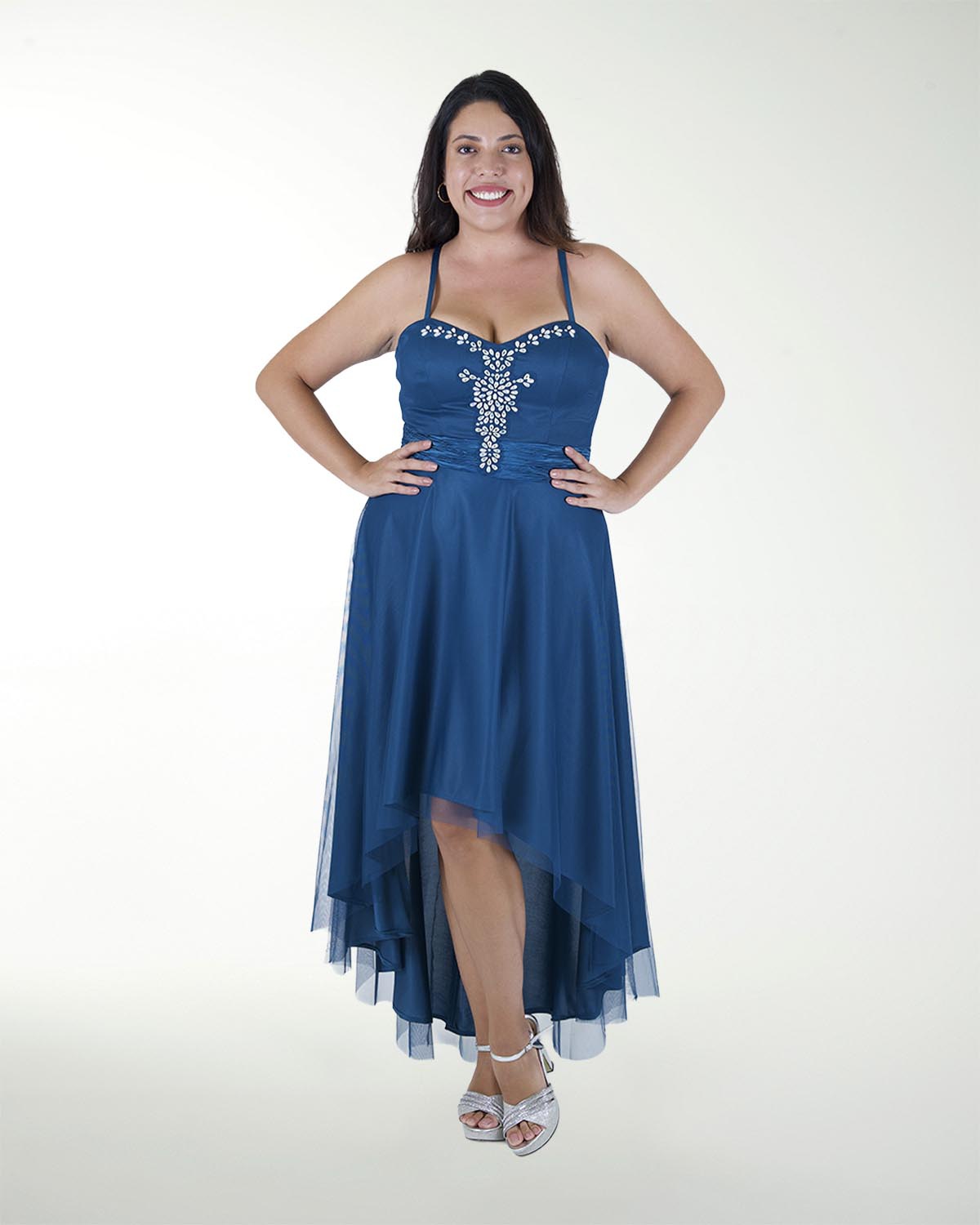 VESTIDO CL PLISADO CON APLICACION