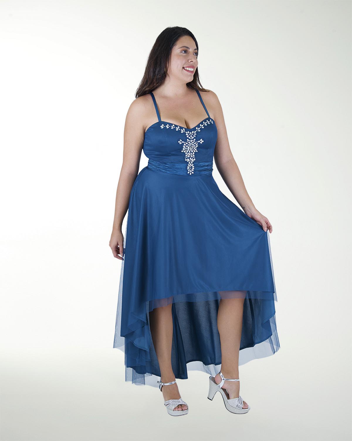 VESTIDO CL PLISADO CON APLICACION