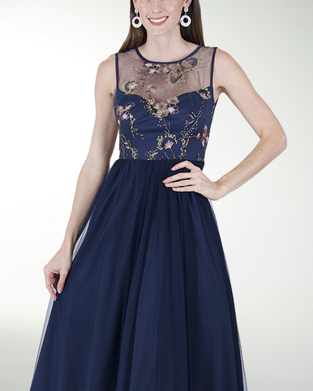 VESTIDO CC BORDADO EN TALLE LARGO MIDI