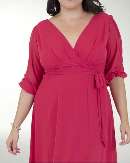 VESTIDO TV CHIFON  LISO AMARRE MANGA 3/4