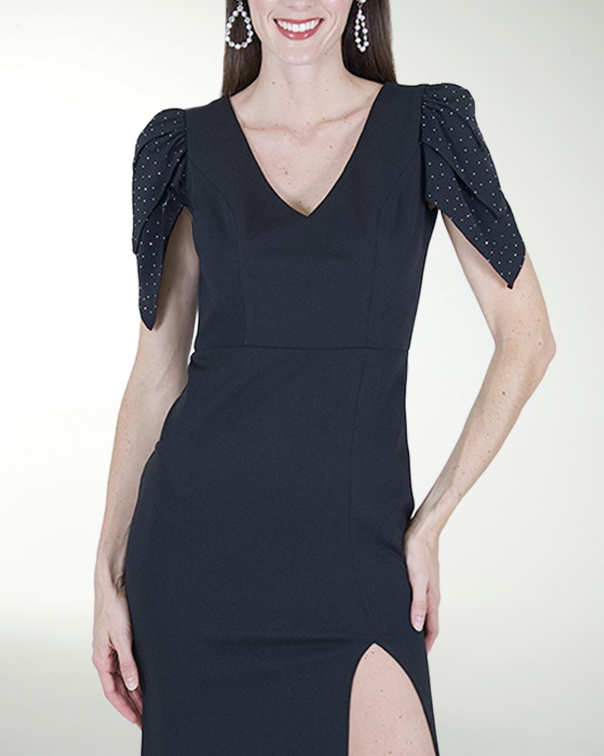 VESTIDO CL CON MANGAS Y BRILLO