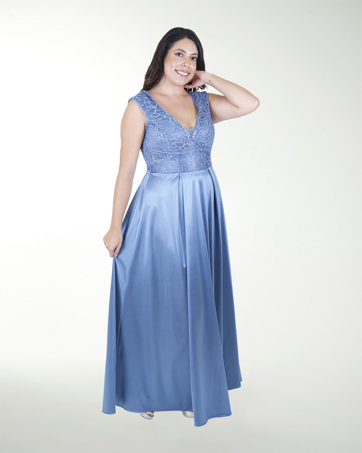 VESTIDO TE ESCOTE EN V COMBINADO