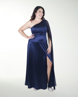 VESTIDO TE DE UN HOMBRO CON CAPA