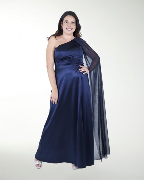 VESTIDO TE DE UN HOMBRO CON CAPA