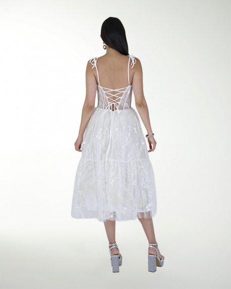 VESTIDO CC CORSET EN TELA BORDADA