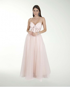 VESTIDO CL 3D TIPO CORSET DETALLES EN TUL