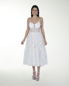 VESTIDO CC CORSET EN TELA BORDADA