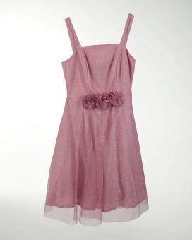 VESTIDO NI 12 14 16 TUL GLITER  CON ADORNO