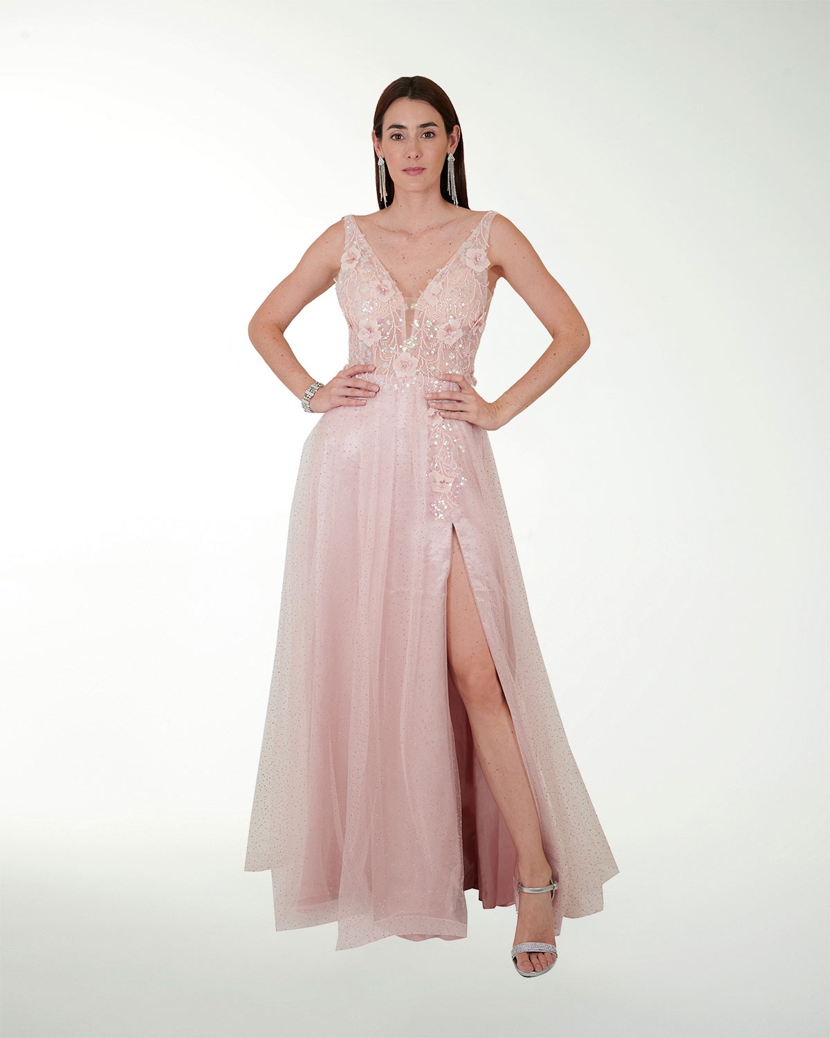 VESTIDO SY GRAN GALA ESTILO PRINCESA CON DESTELLOS DE BRILLO