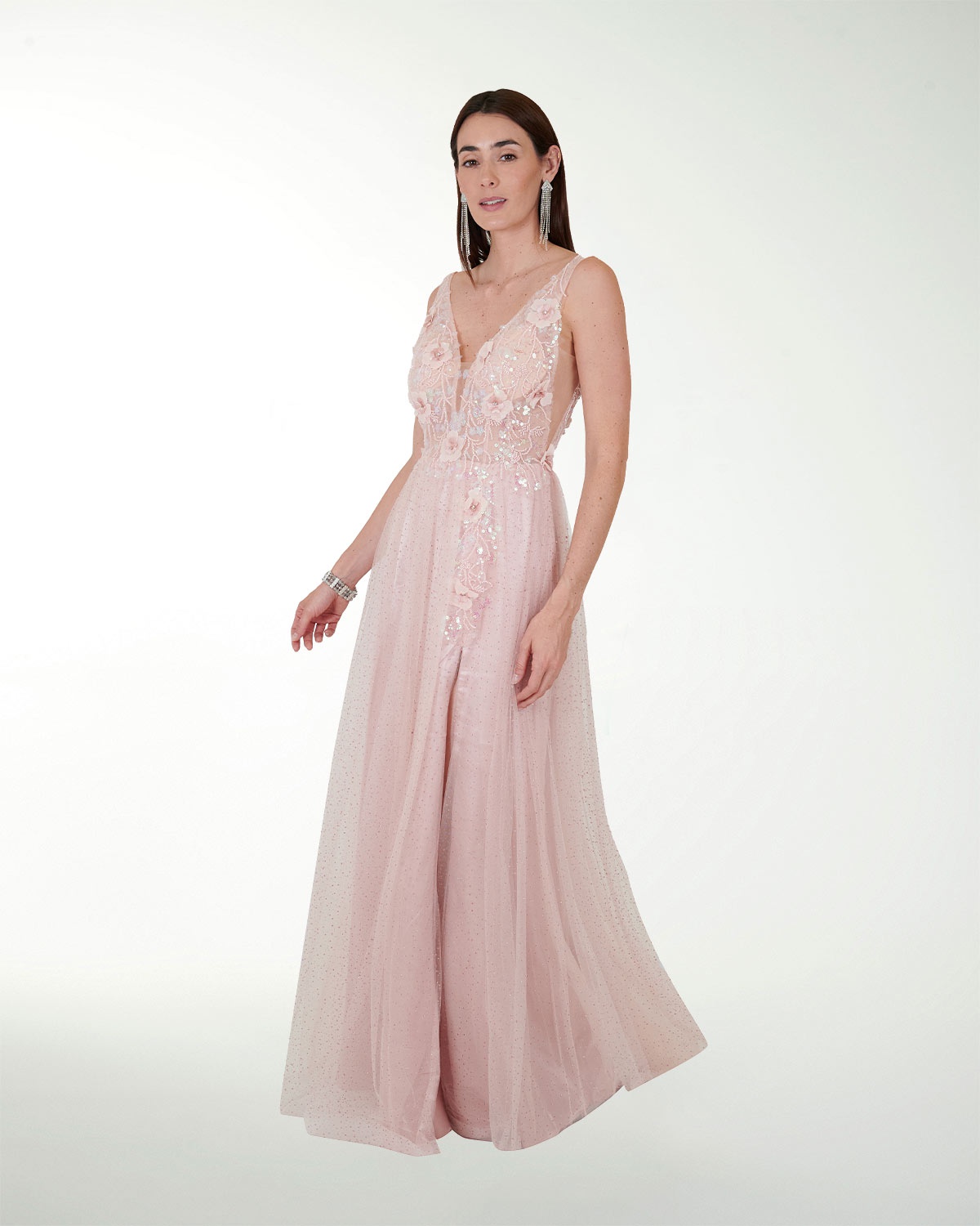 VESTIDO SY GRAN GALA ESTILO PRINCESA CON DESTELLOS DE BRILLO