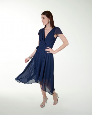 VESTIDO CASUAL LISO CON AMARRE EN CINTURA