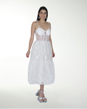 VESTIDO CC CORSET EN TELA BORDADA
