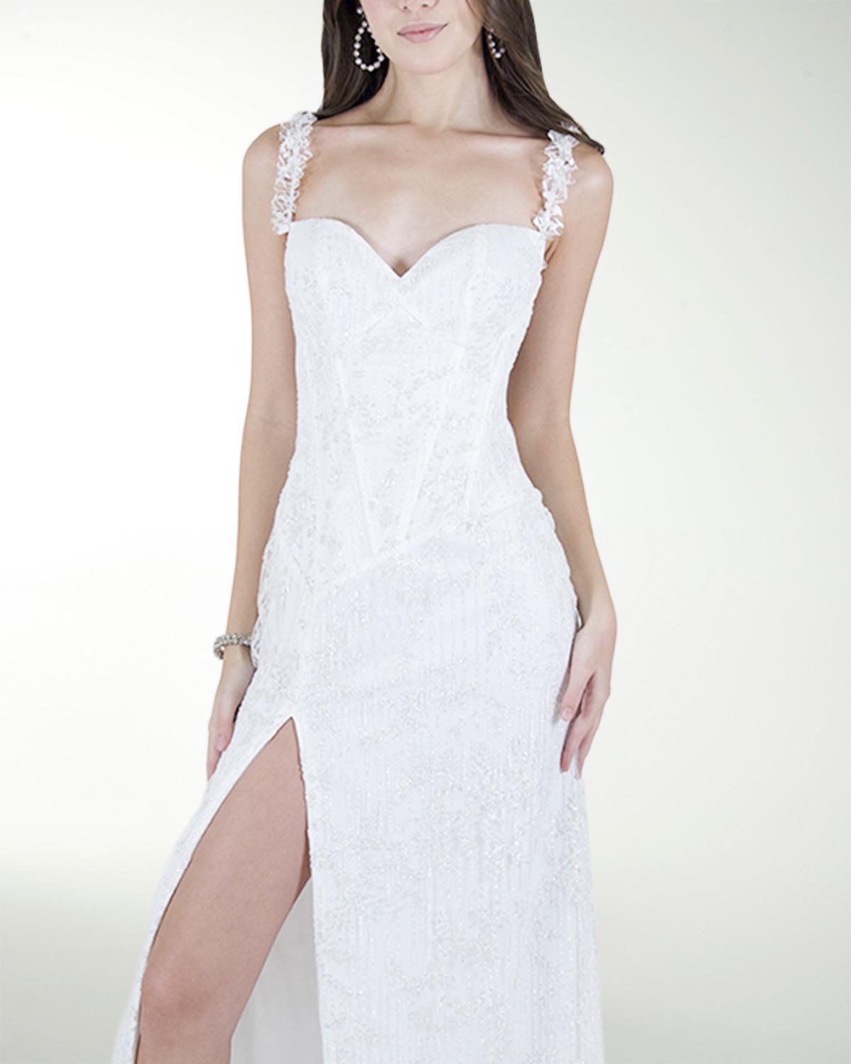 VESTIDO CL BLA CORSET CON ABERTURA