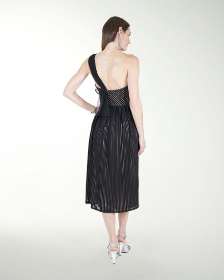 VESTIDO CC MIDI DE MESH CON RALLAS