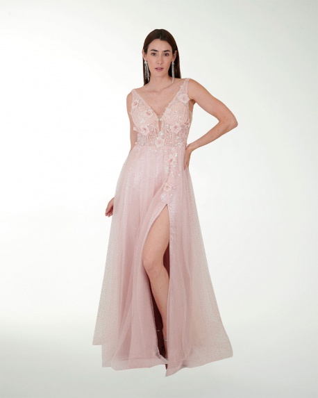 VESTIDO SY GRAN GALA ESTILO PRINCESA CON DESTELLOS DE BRILLO