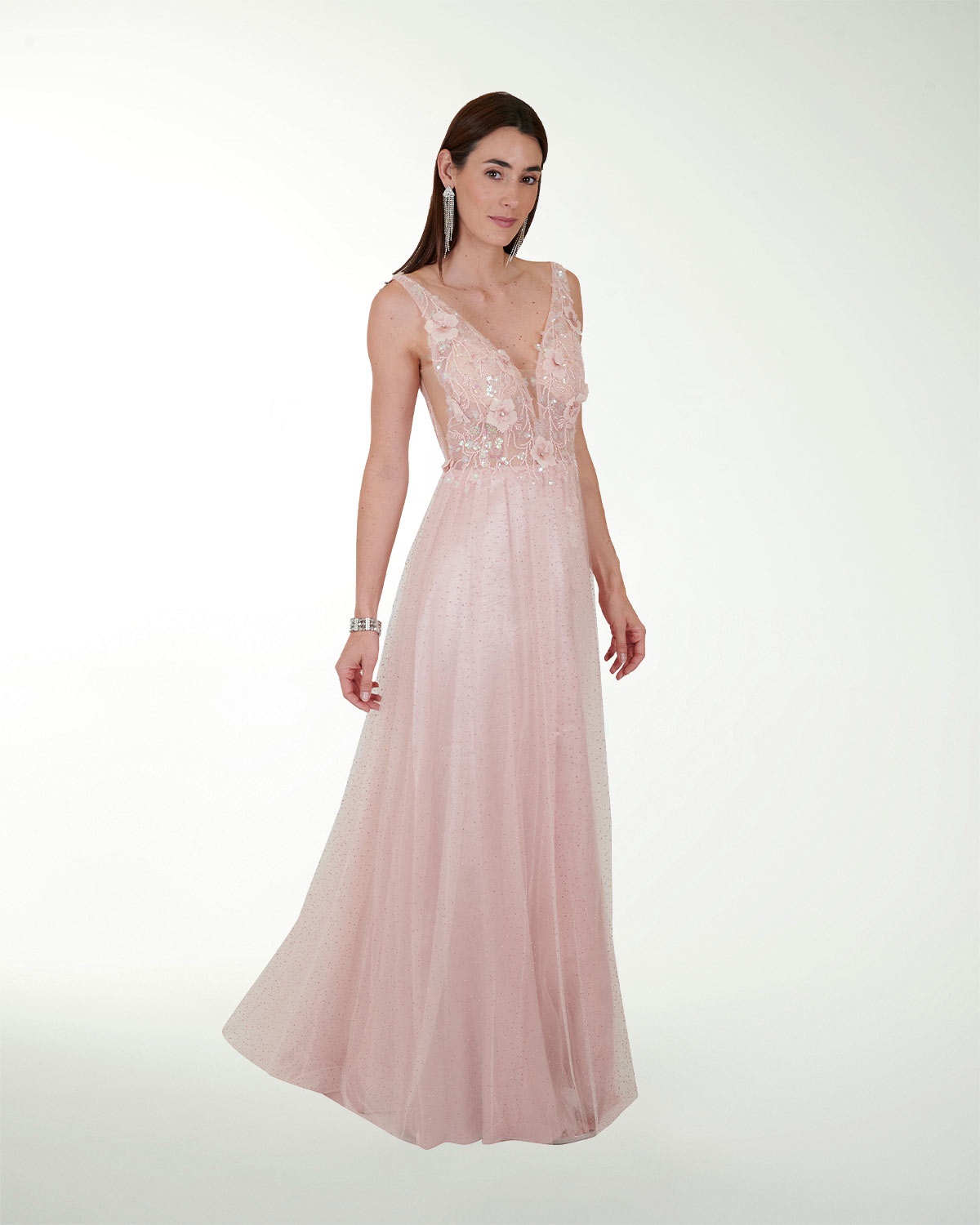 VESTIDO SY GRAN GALA ESTILO PRINCESA CON DESTELLOS DE BRILLO