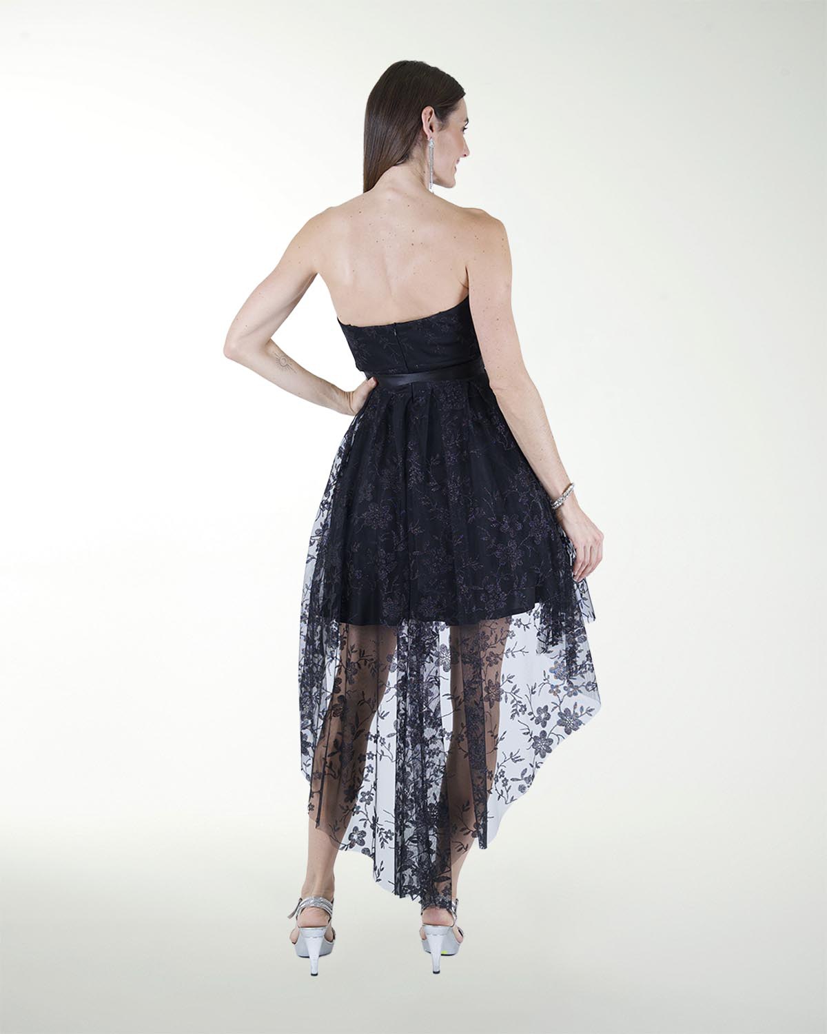 VESTIDO CC IMPERIAL GLITER LARGO IRREGULAR