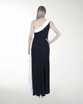 VESTIDO CL DE UN HOMBRO BICOLOR