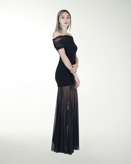 VESTIDO CL DRAPEADO DE HOMBRO DESCUBIERTO