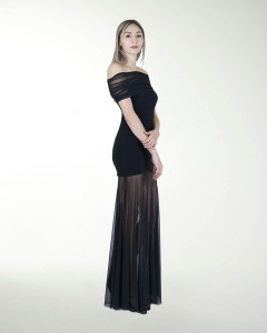 VESTIDO CL DRAPEADO DE HOMBRO DESCUBIERTO