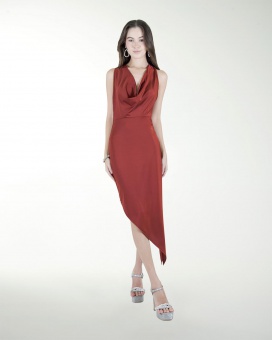 VESTIDO CC HALTER LARGO A DESNIVEL