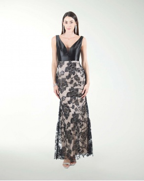 VESTIDO CL COMBINADO CON LENTEJUELA