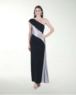 VESTIDO CL COMBINADO DE UN HOMBRO