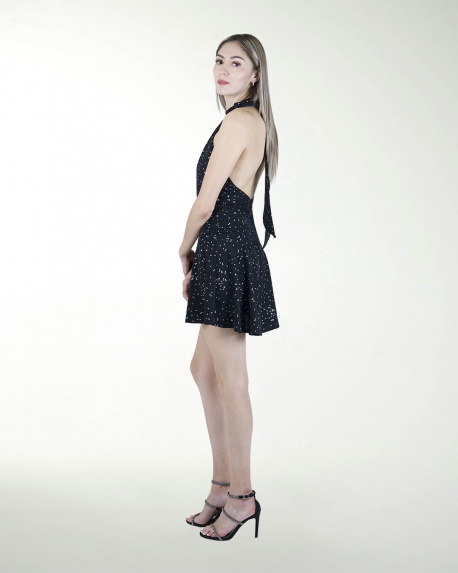 VESTIDO AN HALTER  CON OLANES