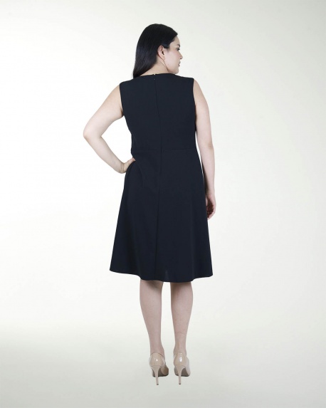 VESTIDO TV ESCOTE DIAGONAL CON VIVOS