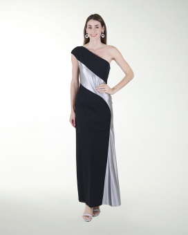 VESTIDO CL COMBINADO DE UN HOMBRO