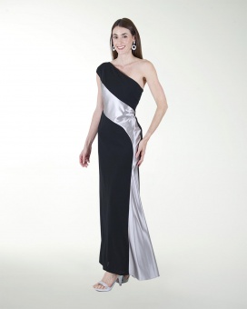 VESTIDO CL COMBINADO DE UN HOMBRO