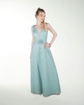 VESTIDO CL ESCOTE EN V EN TELA 3D