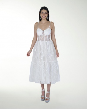 VESTIDO CC CORSET EN TELA BORDADA