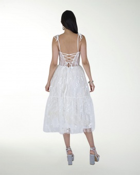 VESTIDO CC CORSET EN TELA BORDADA