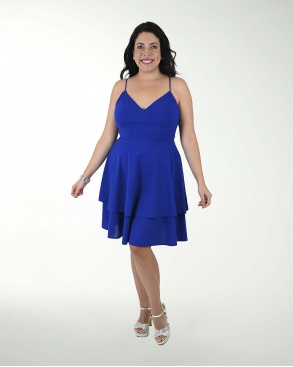 VESTIDO TE CREEPE LISO CON ENCAJE